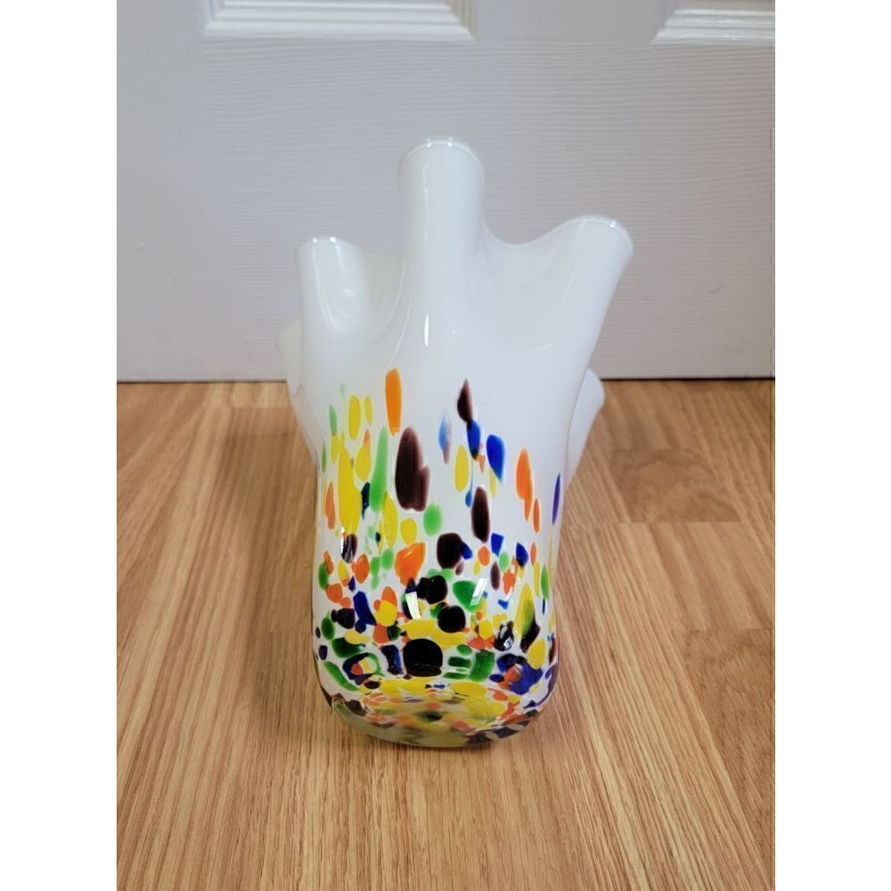 Handmade Poland Glass Vase 9"
